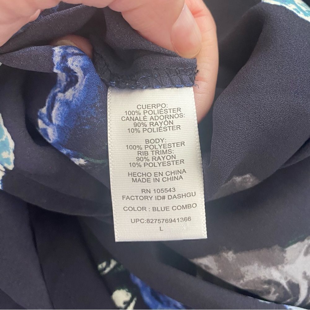 Thakoon Floral Print Round Neck Long Sleeve Pullover Sweatshirt Blue Combo Large - Picture 9 of 9